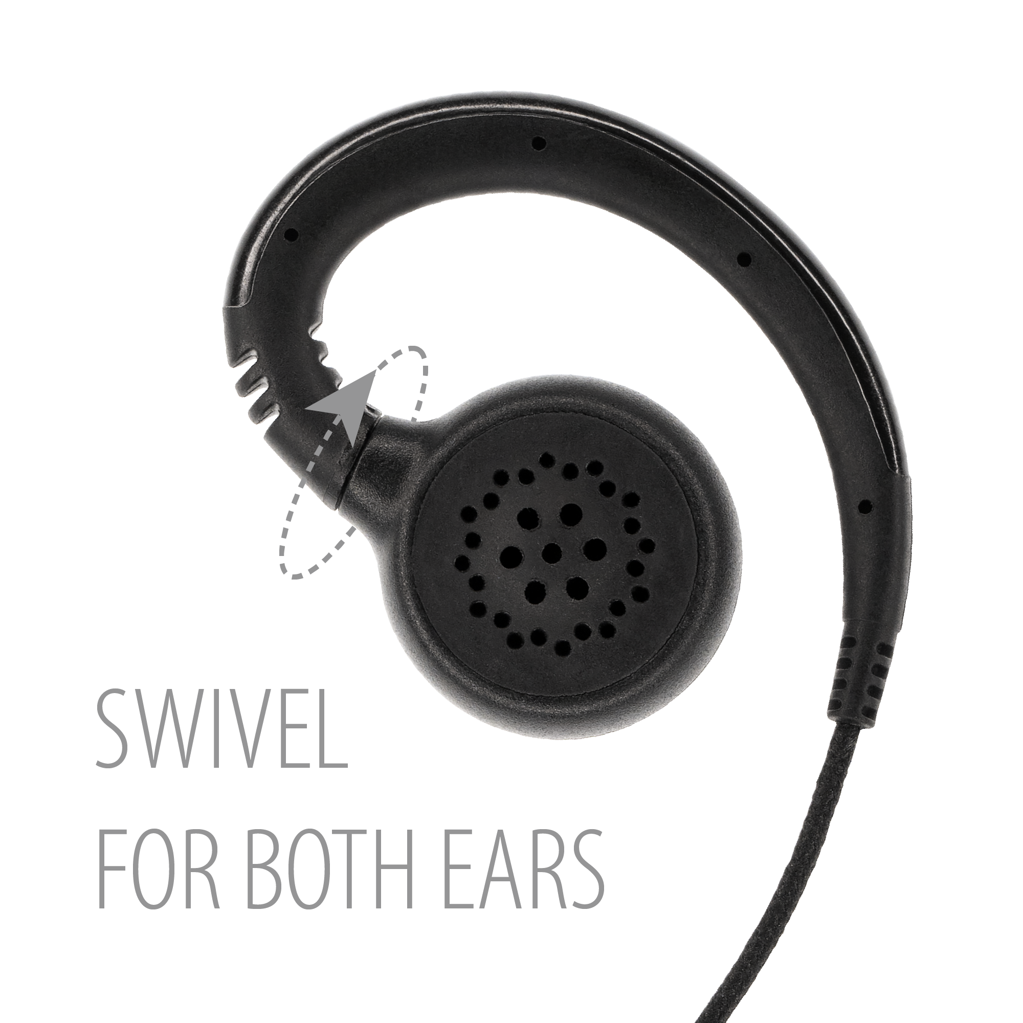 Swivel Style Braided Cable Earpiece with PTT and Microphone for Motorola CP200D / Yaesu FT-65 (AEH3000-M1)