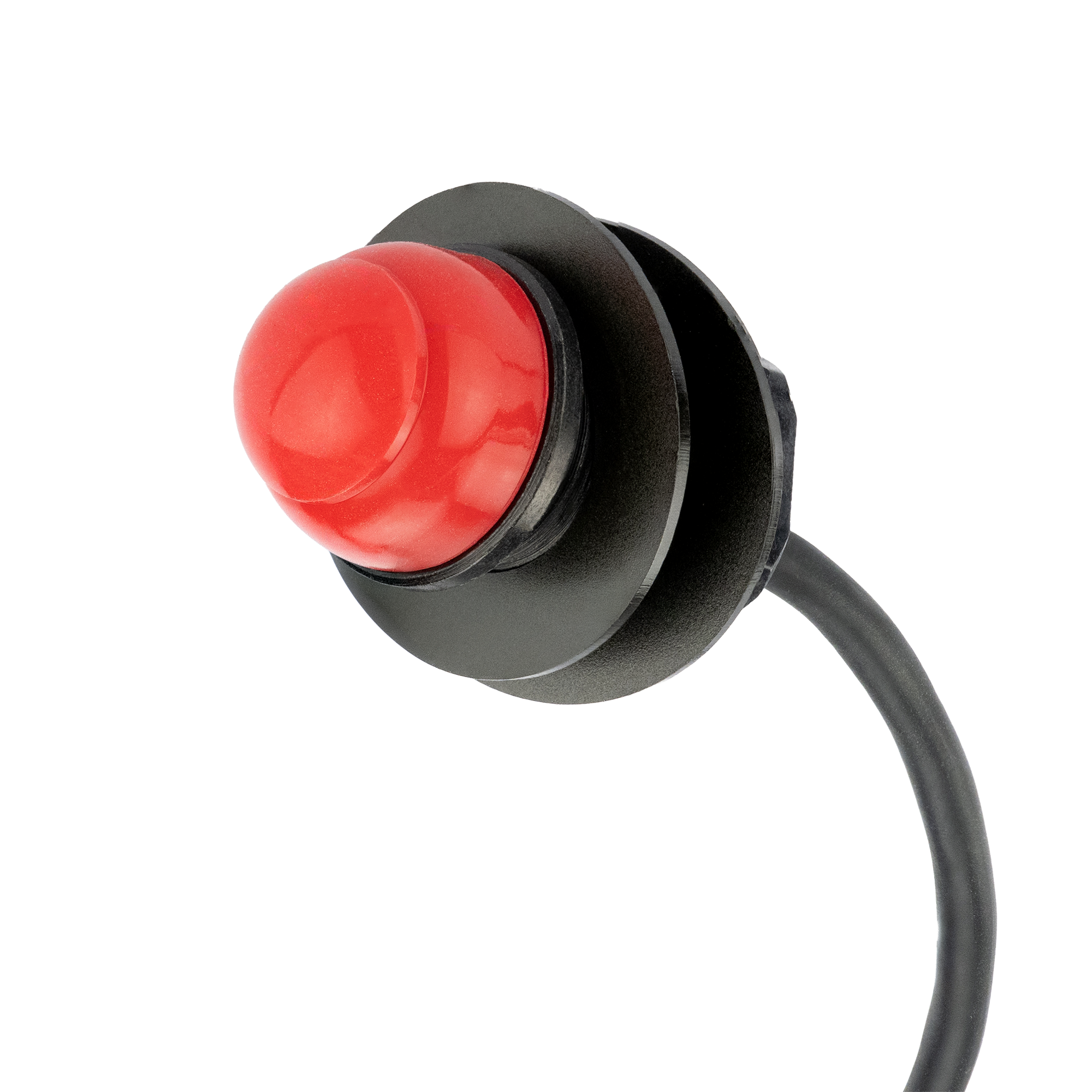 Hole Mount Push-to-Talk (PTT) Button – Straight Cord with 3-Pin XLR Plug (ARCPTT-S-HOLE-RD-XLR3M)
