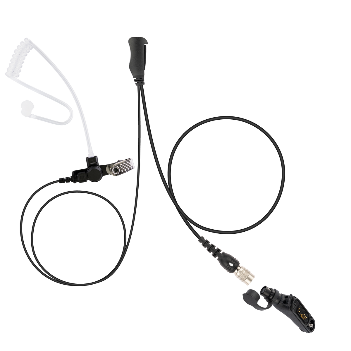 Ray Hirose QD Surveillance Earpiece with Transparent Acoustic Tube, PTT/MIC, Adapter for Motorola MOTOTRBO R7 MXP600 ION N70 N50 N30 M20 (ASK7500C-HR6M-M17/PTT-M17)