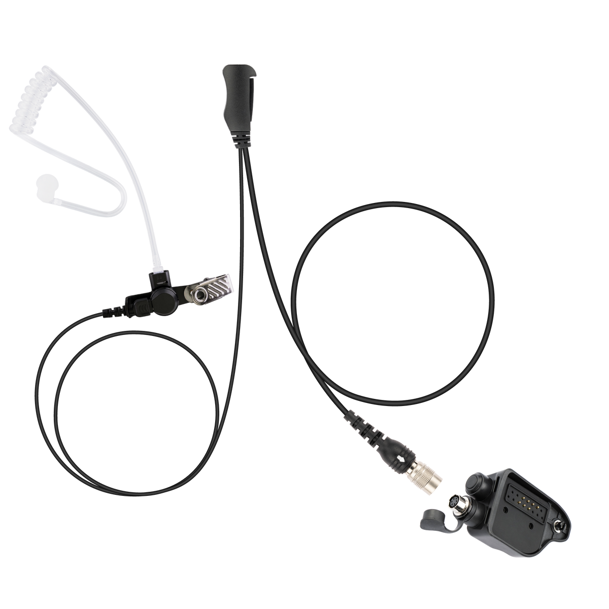 Ray Hirose QD Surveillance Earpiece with Transparent Acoustic Tube, PTT/MIC, Adapter for Harris M/A-COM P5300 P5400 P5500 P7300 XG-15 XG-15P XG-25 XL-45 XG-75P XL-95P (ASK7500C-HR6M-PTT-HA02)