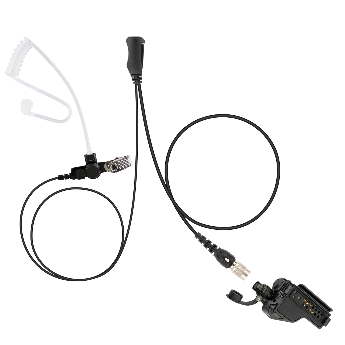 Ray Hirose QD Surveillance Earpiece with Transparent Acoustic Tube, PTT/MIC, Adapter for Motorola HT-1000 MT2000 MT2100 MT6000 MTS2000 XTS2500 (ASK7500C-HR6M-PTT-M7)