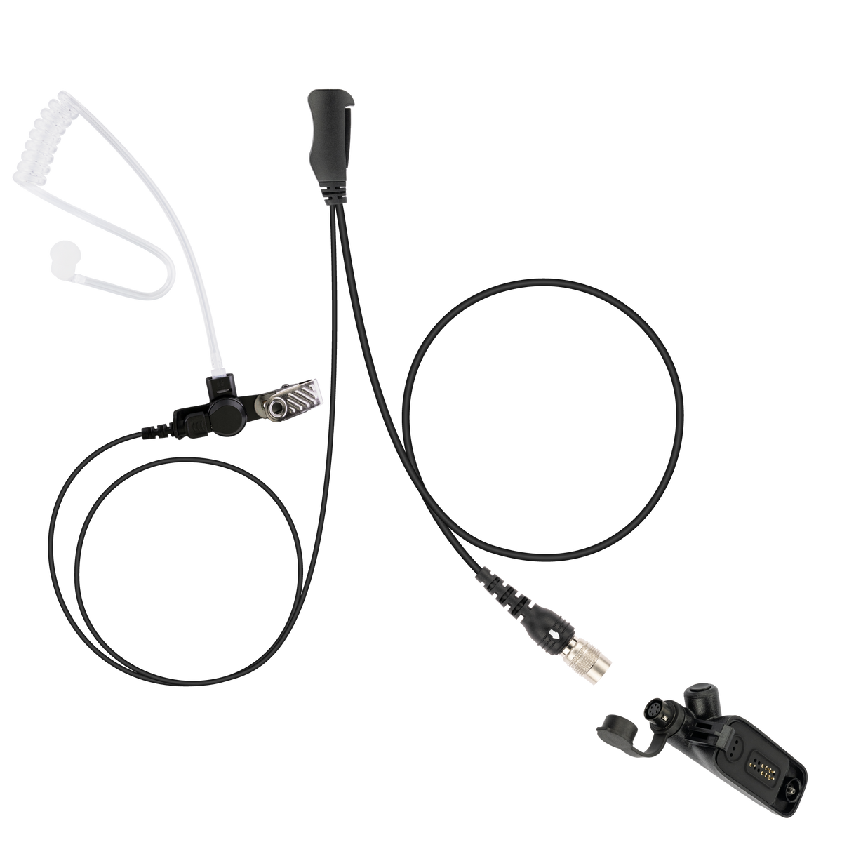 Ray Hirose QD Surveillance Earpiece with Transparent Acoustic Tube, PTT/MIC, Adapter for Motorola APX Next APX4000 APX6000 APX7000 APX8000 XPR 7380E XPR7550 SRX2200 (ASK7500C-HR6M-M9/PTT-M9)