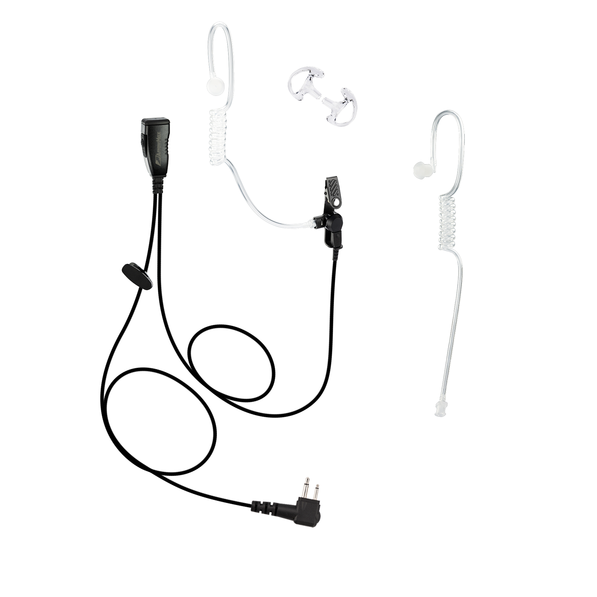 Surveillance Earpiece with Transparent Acoustic Tube and PTT/MIC for Motorola CP200D / Yaesu FT-65 (ASK7500C-M1)