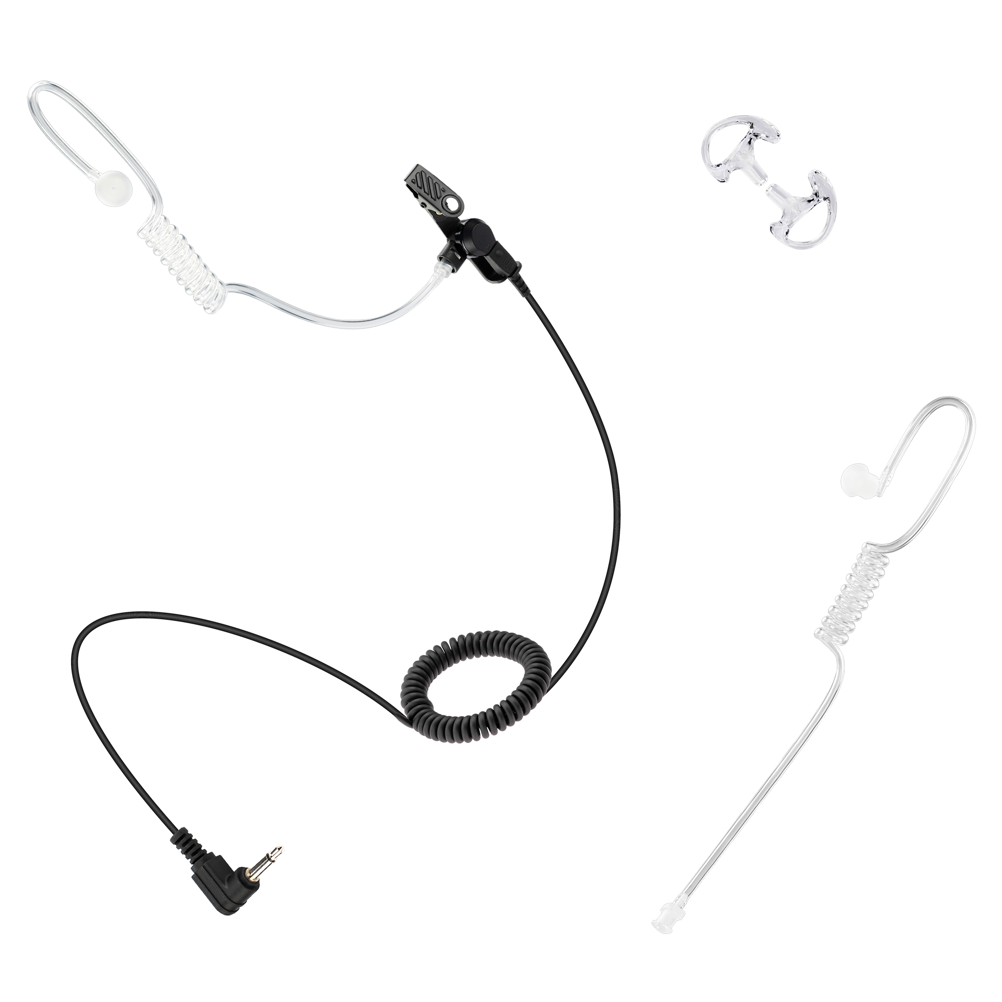 FBI Style Clear Tube 3.5mm Receiver Earpiece Compatible with Motorola, Kenwood, and Icom Speaker Microphones (ASK75C-S-35L)