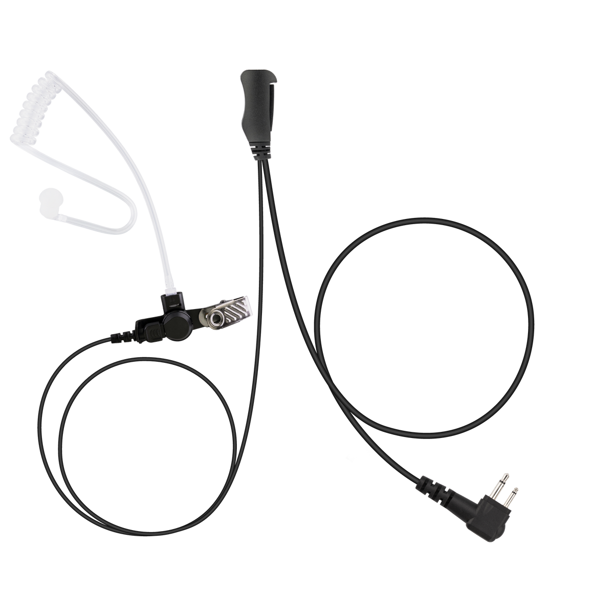 Surveillance Earpiece with Transparent Acoustic Tube and PTT/MIC for Motorola CP200D / Yaesu FT-65 (ASK7500C-M1)
