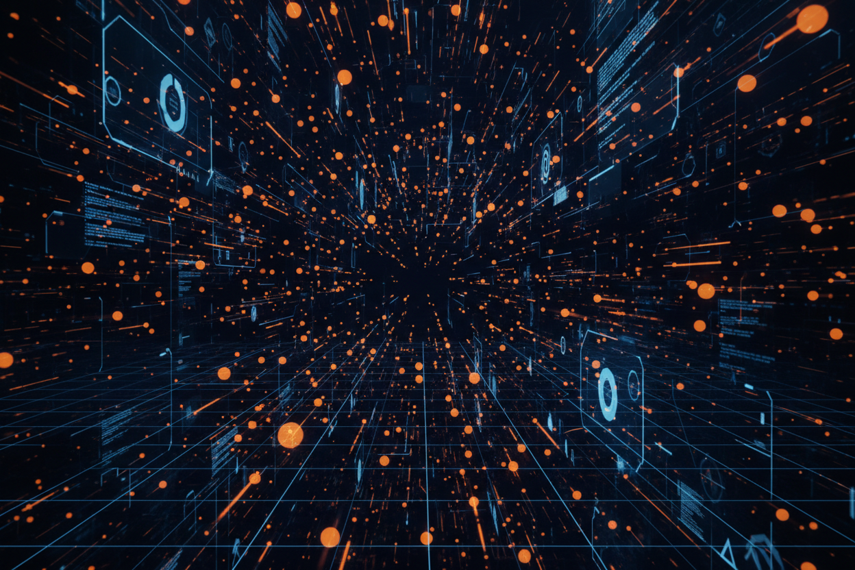 orange dots sci-fi tech background