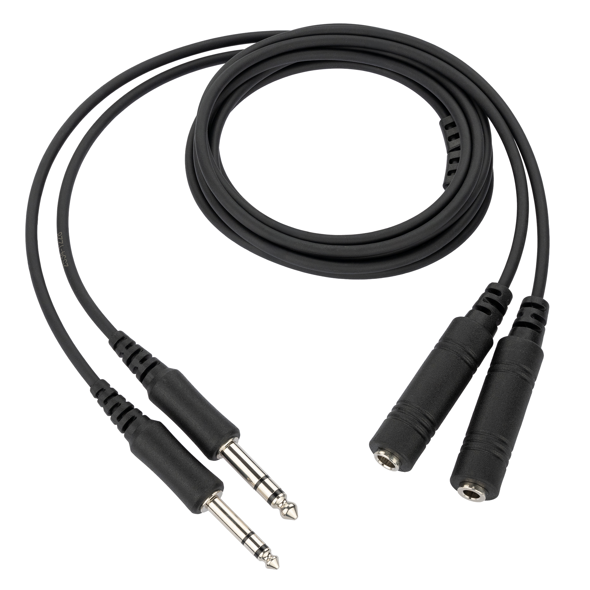 GA Dual Plug Headset Adapter with Extension Cable, 1.5m (5ft) Length, Durable Molded Connectors, .206" & .25" Jacks for General Aviation Headsets (AD-GAF-GAM-5FT)