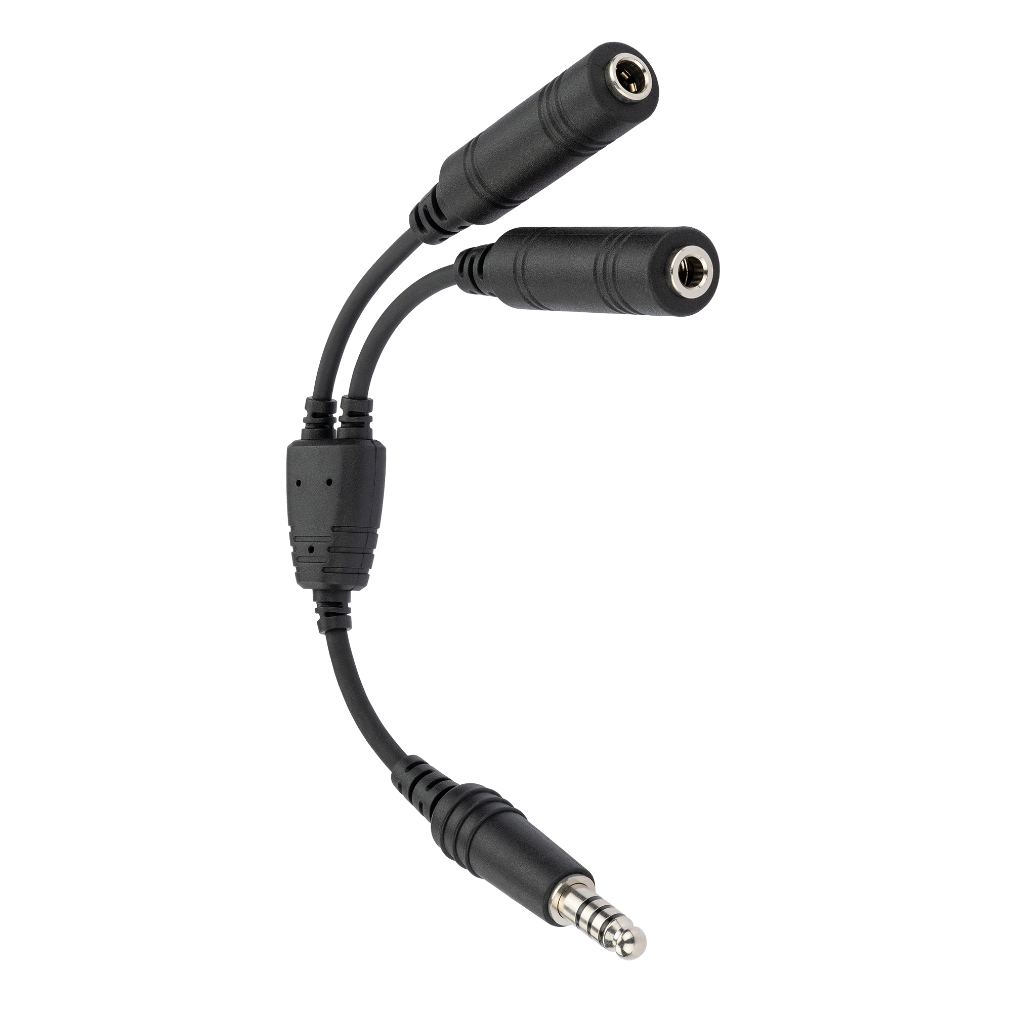 GA Headset to Helicopter Adapter, Durable Molded Connectors, .206" and .25" Jacks to U-174 Plug (AD-GAF-U174M)