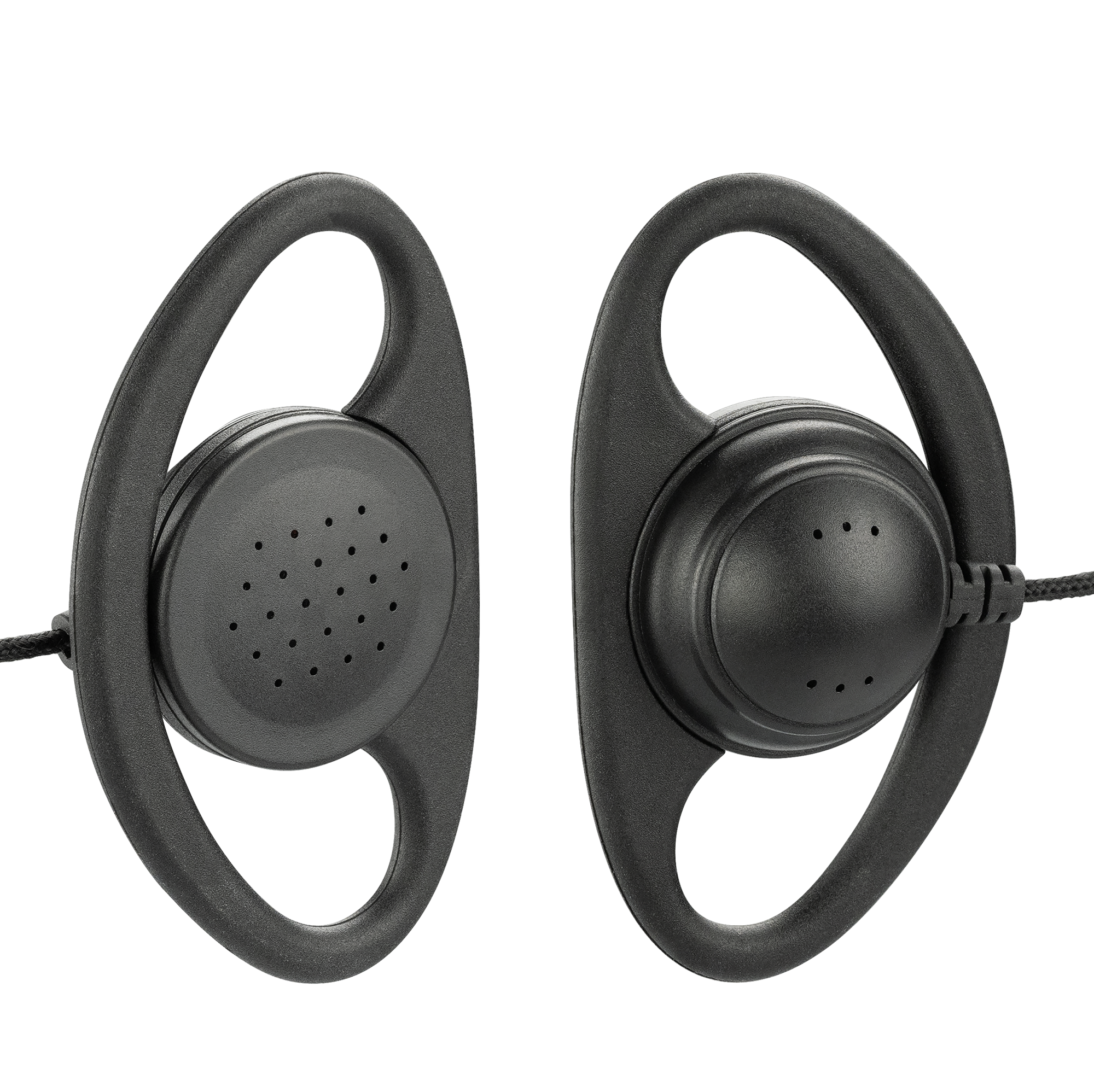 D-Shape Braided Cable Earpiece with PTT for Motorola CP200D / Yaesu FT-65 2-Pin Radios (AEH2500-M1)