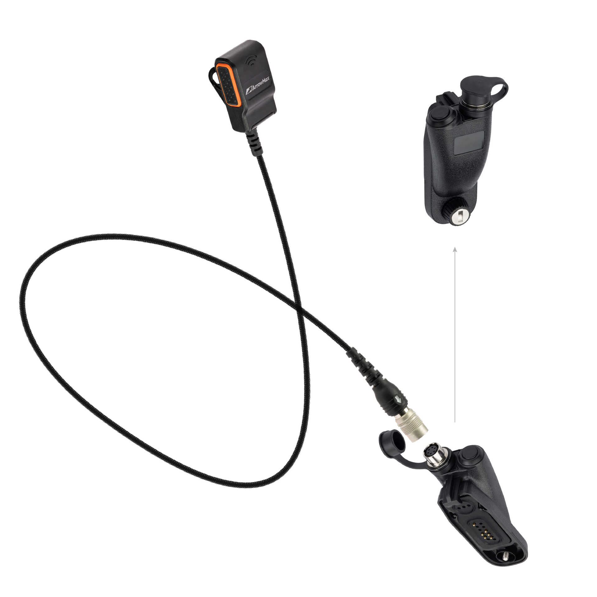 APT0530-35-HR6M Quick Disconnect Lapel PTT MIC + Hirose Adapter | ArrowMax