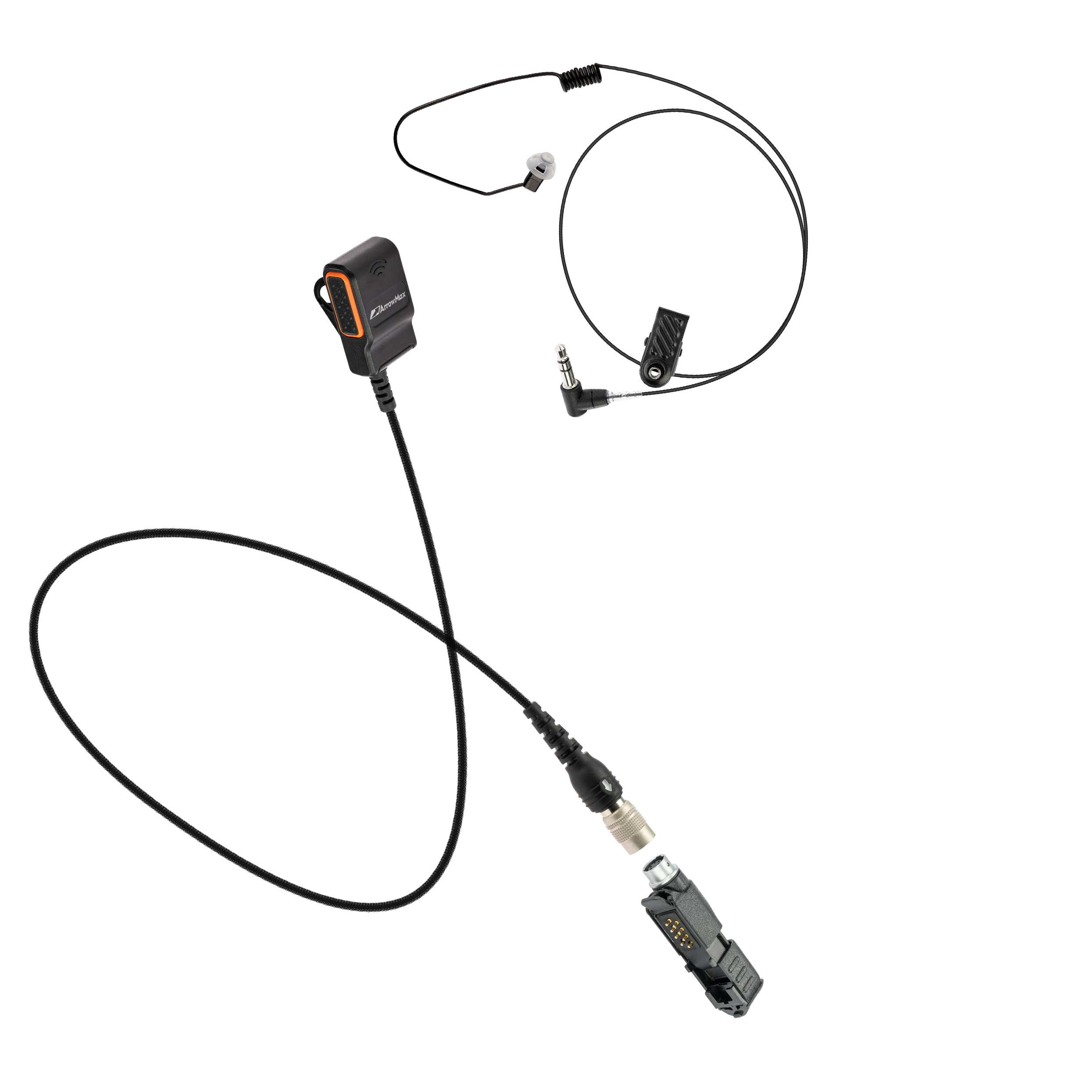 [Combo] Quick Disconnect Lapel PTT MIC + Stealth Leopard Tubeless Covert Earpiece + Hirose Adapter (APT0530-SL22)