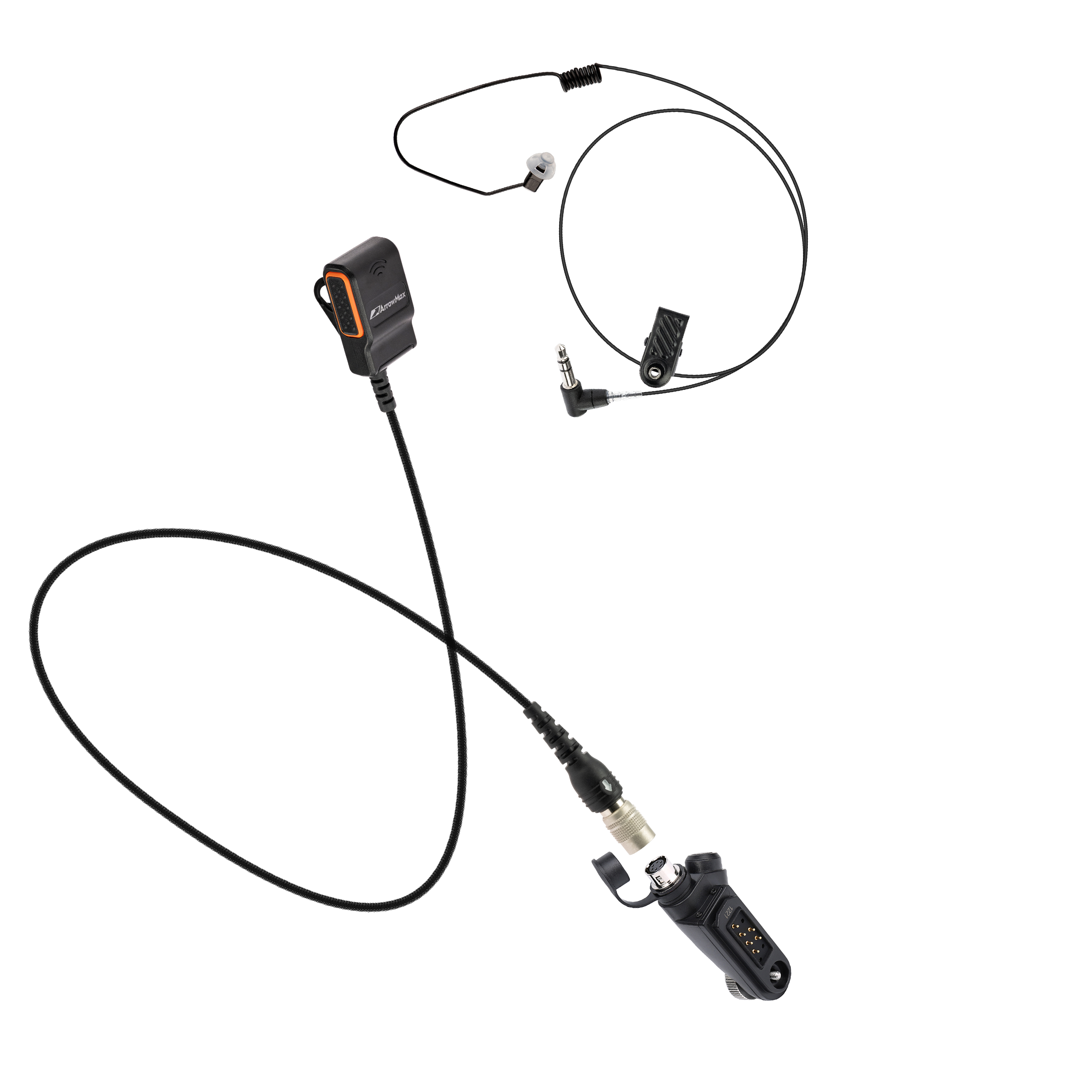[Combo] Quick Disconnect Lapel PTT MIC + Stealth Leopard Tubeless Covert Earpiece + Hirose Adapter (APT0530-SL22)