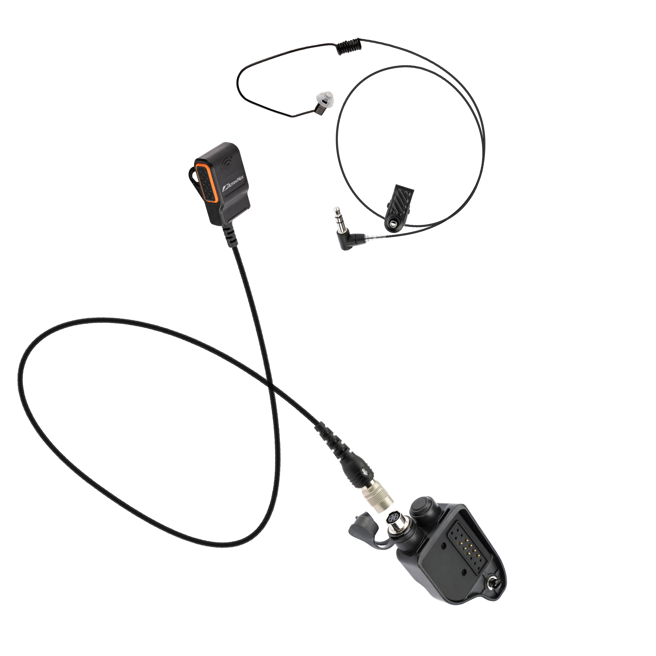 [Combo] Quick Disconnect Lapel PTT MIC + Stealth Leopard Tubeless Covert Earpiece + Hirose Adapter (APT0530-SL22)
