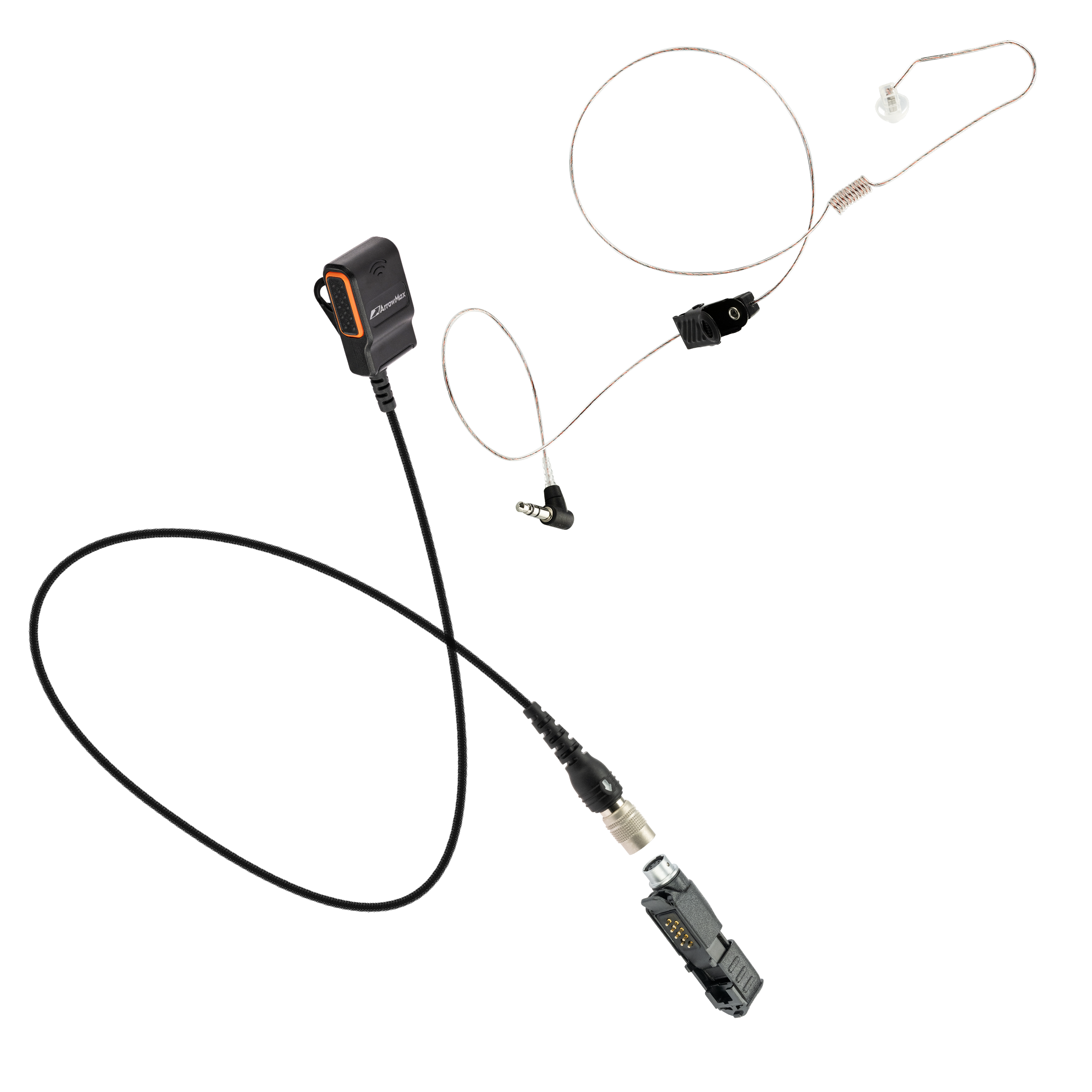 [Combo] Quick Disconnect Lapel PTT MIC + Stealth Leopard Tubeless Covert Earpiece + Hirose Adapter (APT0530-SL22)