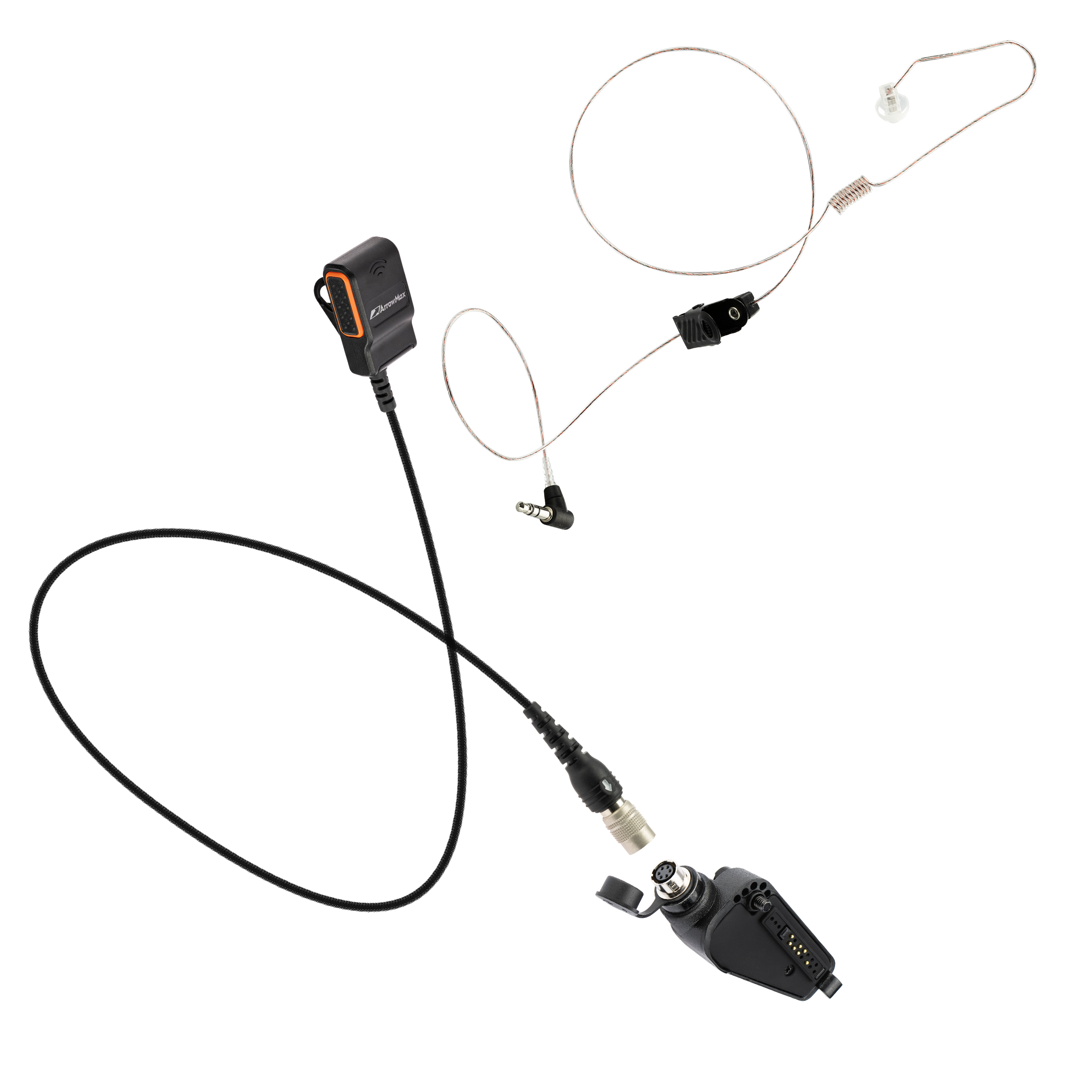 [Combo] Quick Disconnect Lapel PTT MIC + Stealth Leopard Tubeless Covert Earpiece + Hirose Adapter (APT0530-SL22)