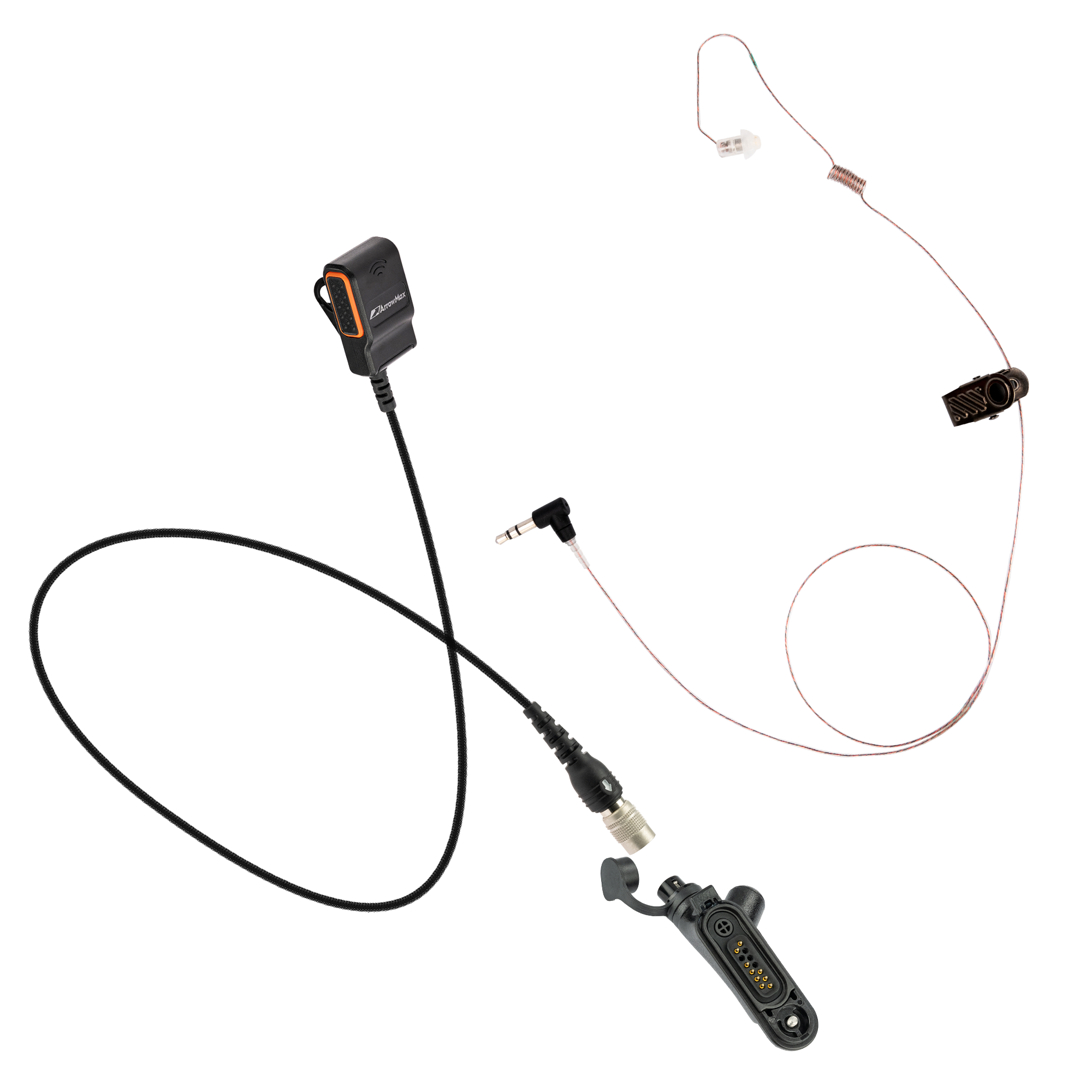 [Combo] Quick Disconnect Lapel PTT MIC + Stealth Leopard Tubeless Covert Earpiece + Hirose Adapter (APT0530-SL22)