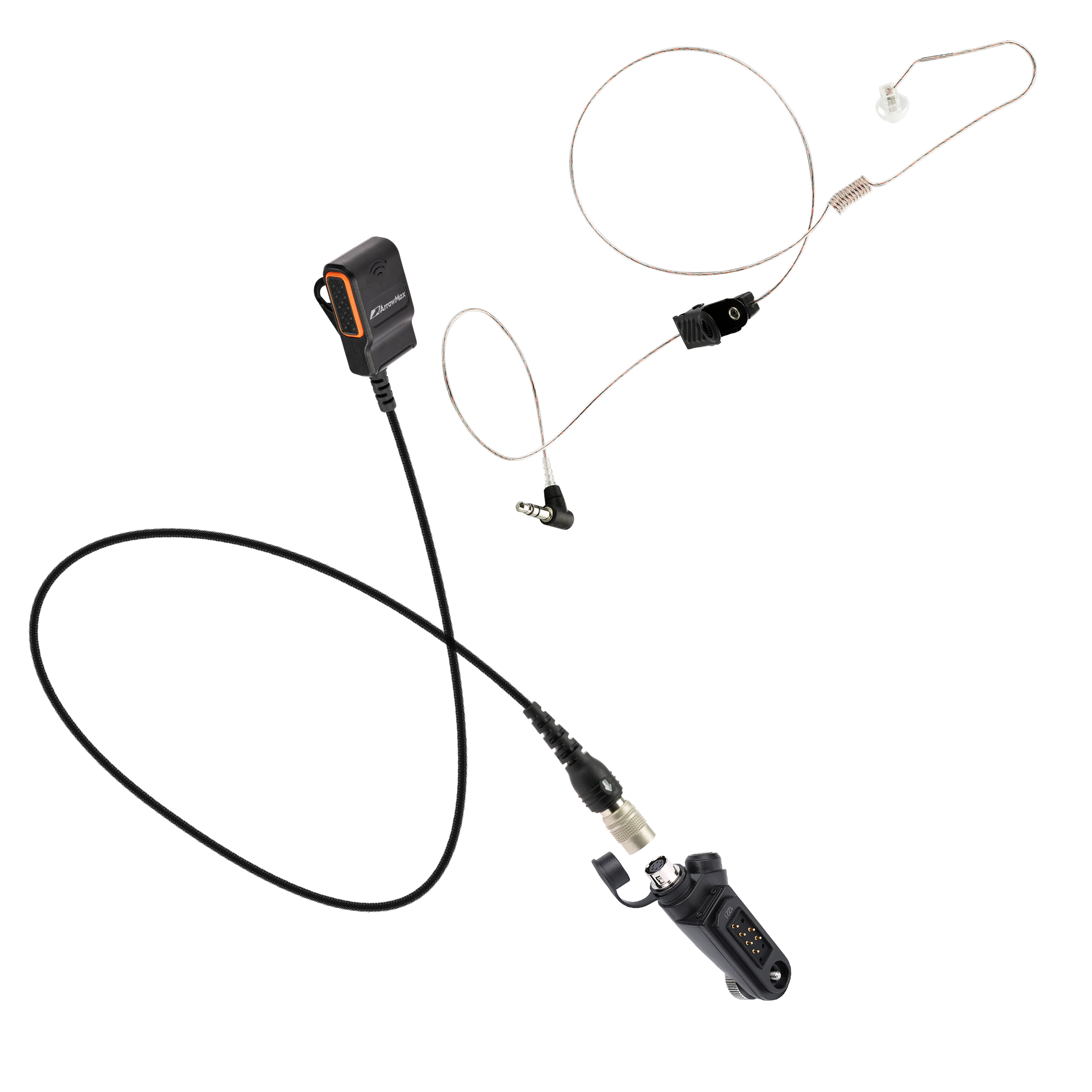 [Combo] Quick Disconnect Lapel PTT MIC + Stealth Leopard Tubeless Covert Earpiece + Hirose Adapter (APT0530-SL22)