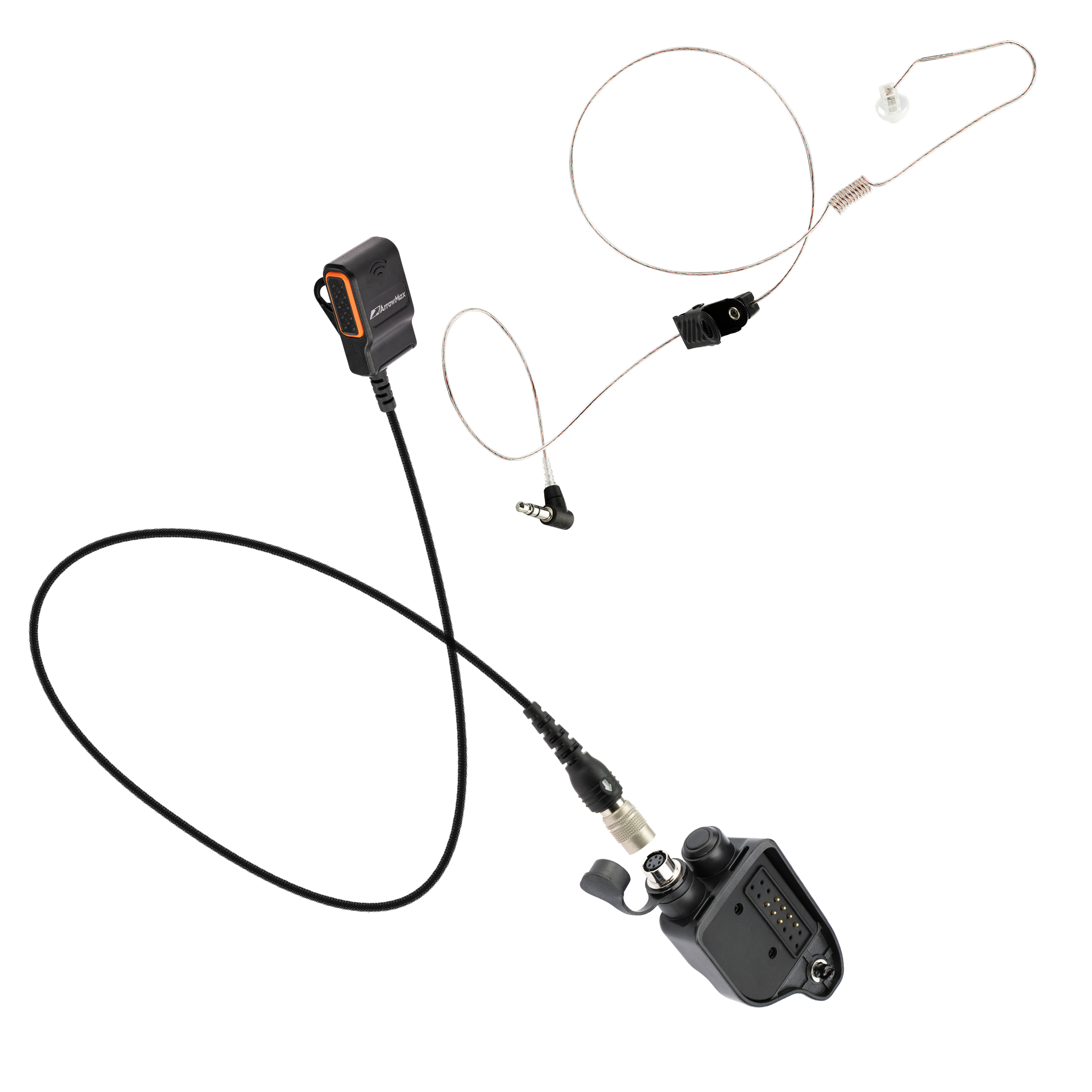 [Combo] Quick Disconnect Lapel PTT MIC + Stealth Leopard Tubeless Covert Earpiece + Hirose Adapter (APT0530-SL22)