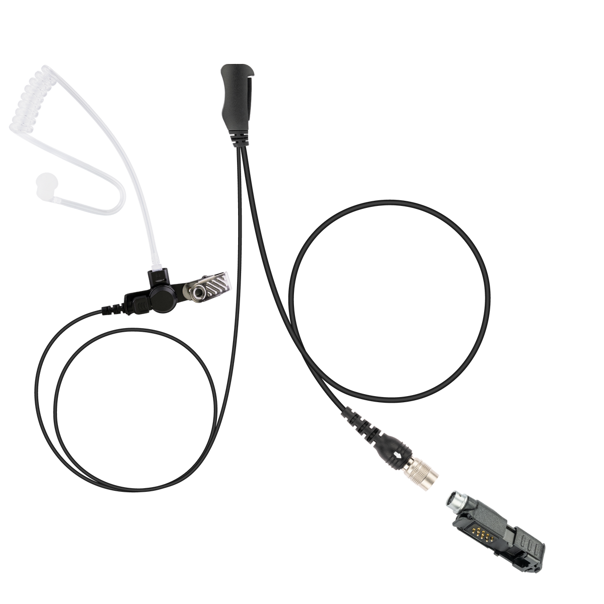 Ray Hirose QD Surveillance Earpiece with Transparent Acoustic Tube, PTT/MIC, Adapter for Motorola Radio R5 XPR 3300e XPR3500 XPR3300 XPR3300e XPR3500e XPR3300 XPR3500 (ASK7500C-HR6M-AX)