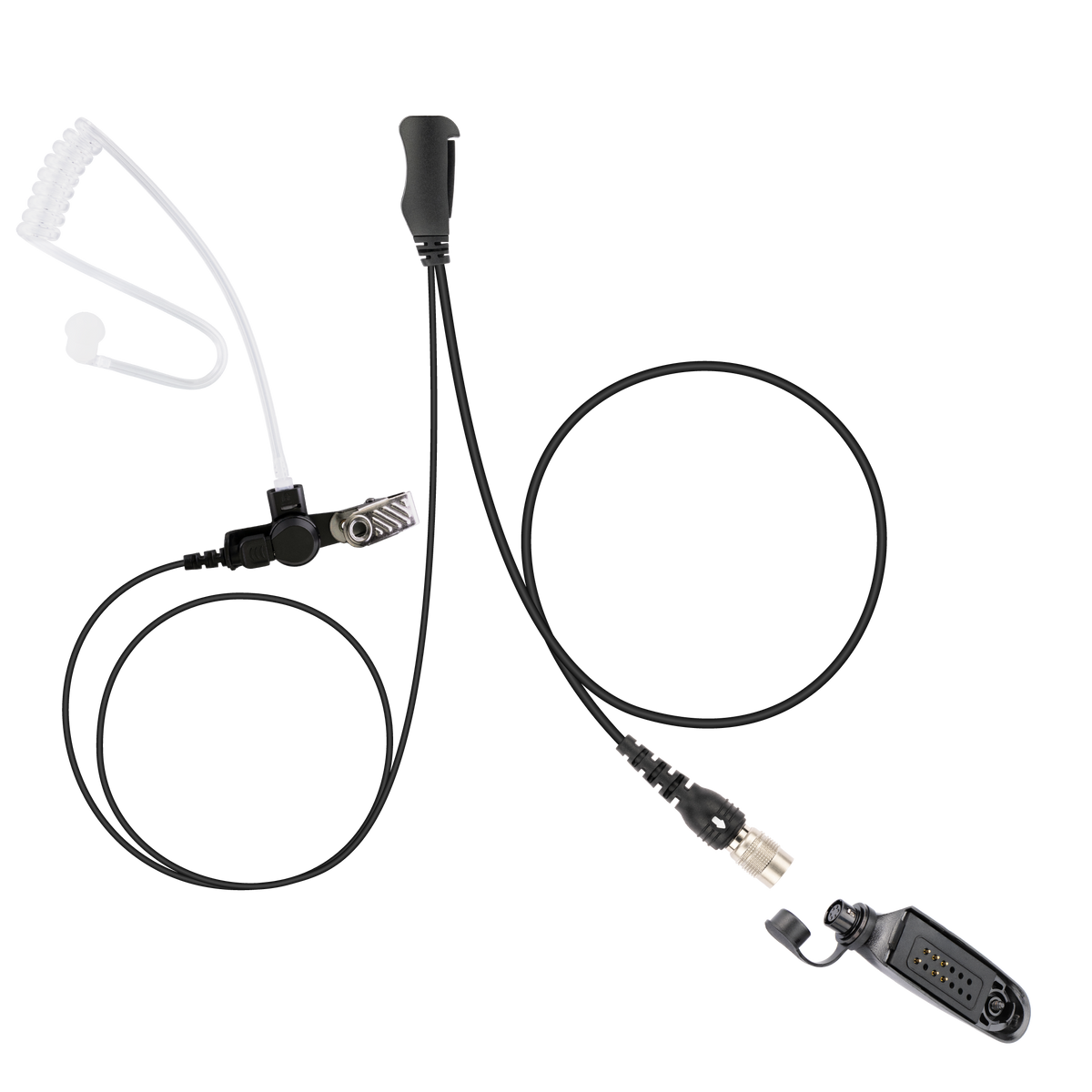 Ray Hirose QD Surveillance Earpiece with Transparent Acoustic Tube, PTT/MIC, Adapter for Motorola GP328 HT750 HT1250 PRO7550 PRO7750 MTX850  (ASK7500C-HR6M-M5)
