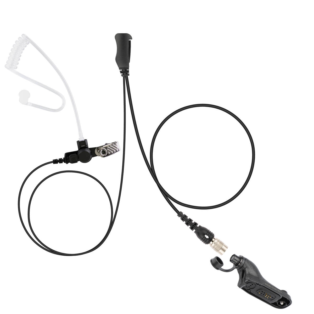 Ray Hirose QD Surveillance Earpiece with Transparent Acoustic Tube, PTT/MIC, Adapter for  Motorola APX Next APX4000 APX6000 APX7000 APX8000 XPR 7380E XPR7550 SRX2200  (ASK7500C-HR6M-M9/PTT-M9)