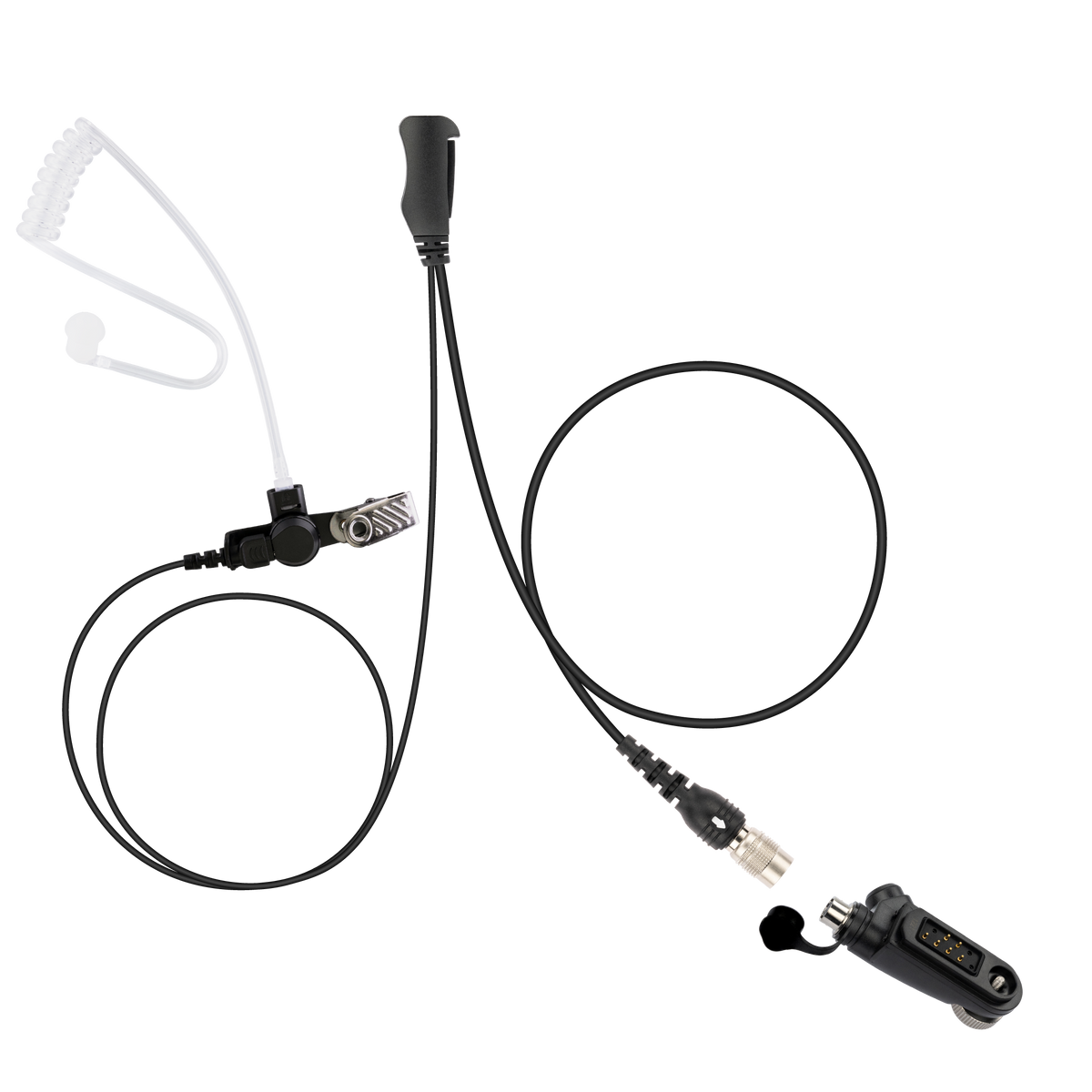 Ray Hirose QD Surveillance Earpiece with Transparent Acoustic Tube, PTT/MIC, Adapter for Harris XG-100 XG-100P XL-150 XL-150P XL-185 XL-185P XL-185Pi XL-185Pi XL-200 XL-200P (ASK7500C-HR6M-PTT-HA01)