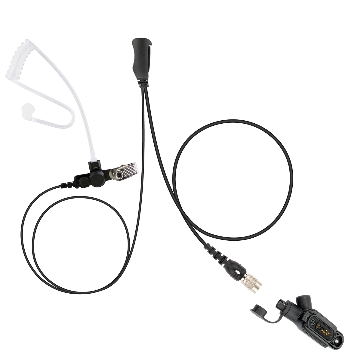 Ray Hirose QD Surveillance Earpiece with Transparent Acoustic Tube, PTT/MIC, Adapter for Motorola MOTOTRBO R7 MXP600 ION N70 N50 N30 M20  (ASK7500C-HR6M-M17/PTT-M17)