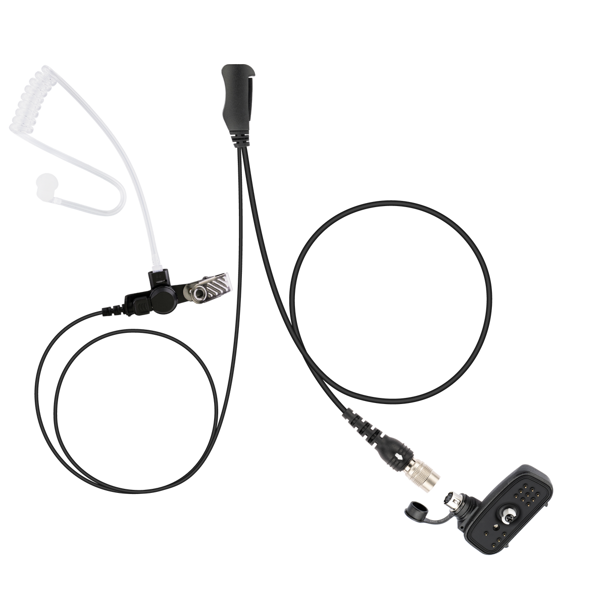 Ray Hirose QD Surveillance Earpiece with Transparent Acoustic Tube, PTT/MIC, Adapter for Tait TP9100, TP9135, TP9140, TP9155, TP9160 (ASK7500C-HR6M-TA02)