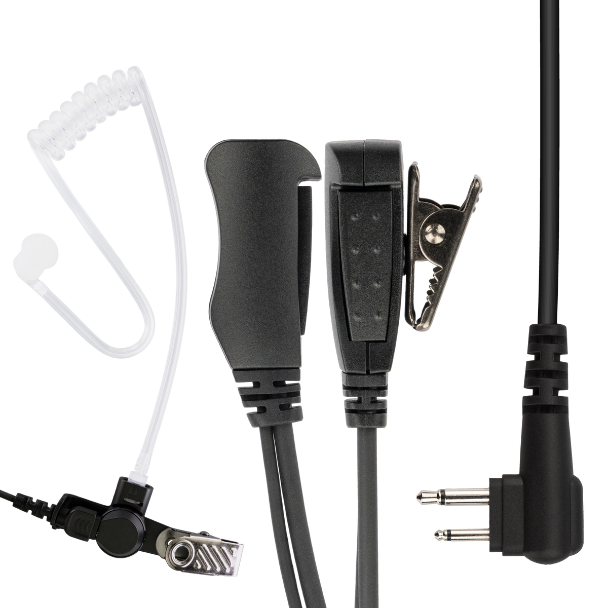 Surveillance Earpiece with Transparent Acoustic Tube and PTT/MIC for Motorola CP200D / Yaesu FT-65 (ASK7500C-M1)